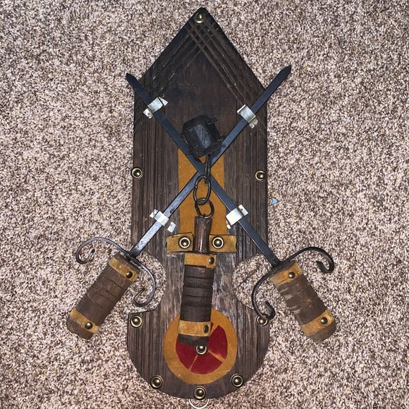 Vintage Wall Plaque Medieval Flail Swords - Picture 1 of 1